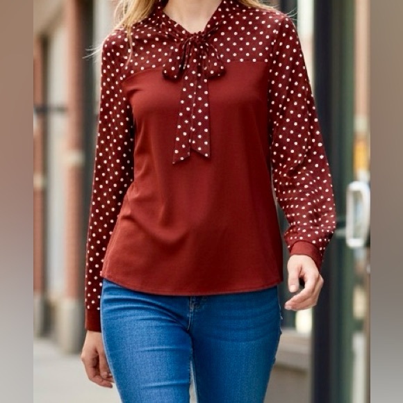 zeagoo Tops - Chic Red Polka Dot Blouse